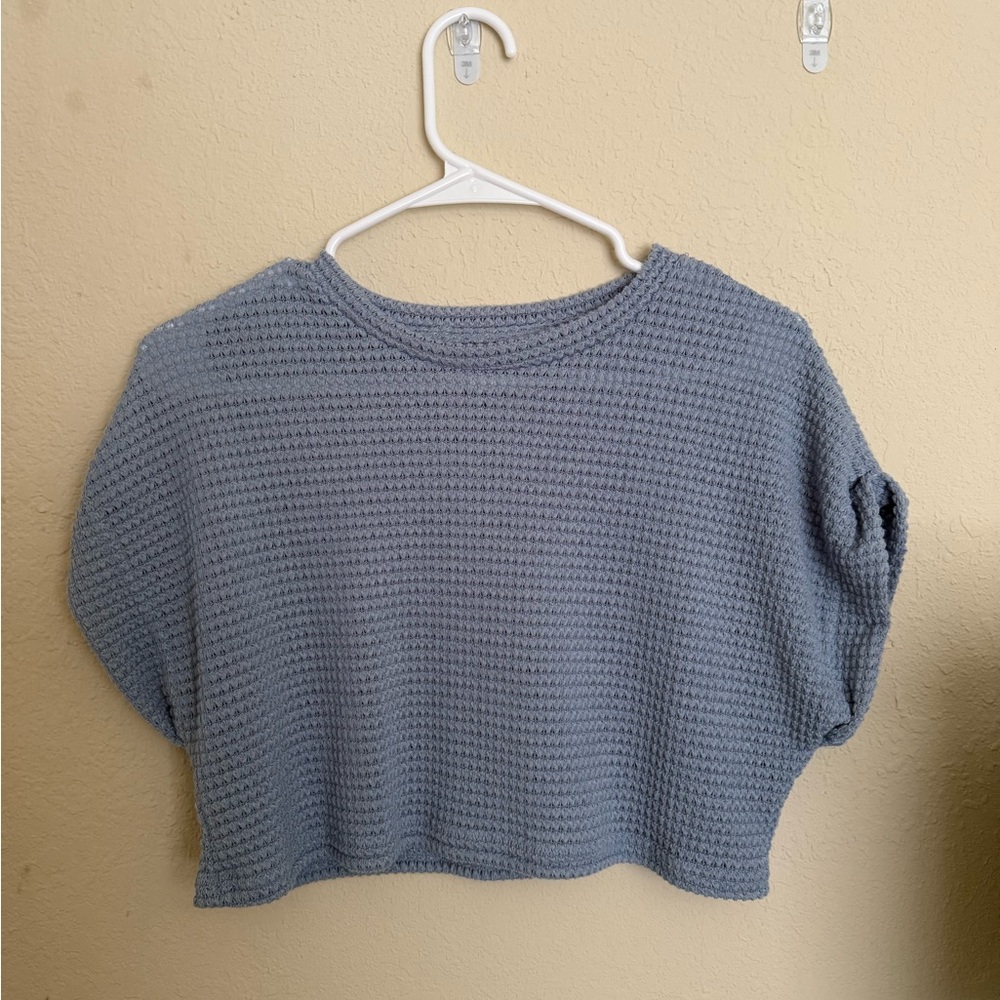 Blue Cropped Knit Sweater
